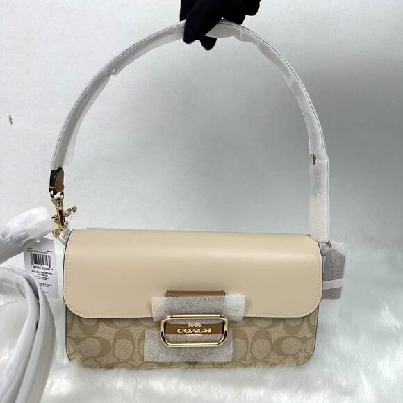 Coach Morgan Shoulder Crossbody Bag Blocked Signature Canvas In Khaki NWT CR332 - Picture 12 of 12